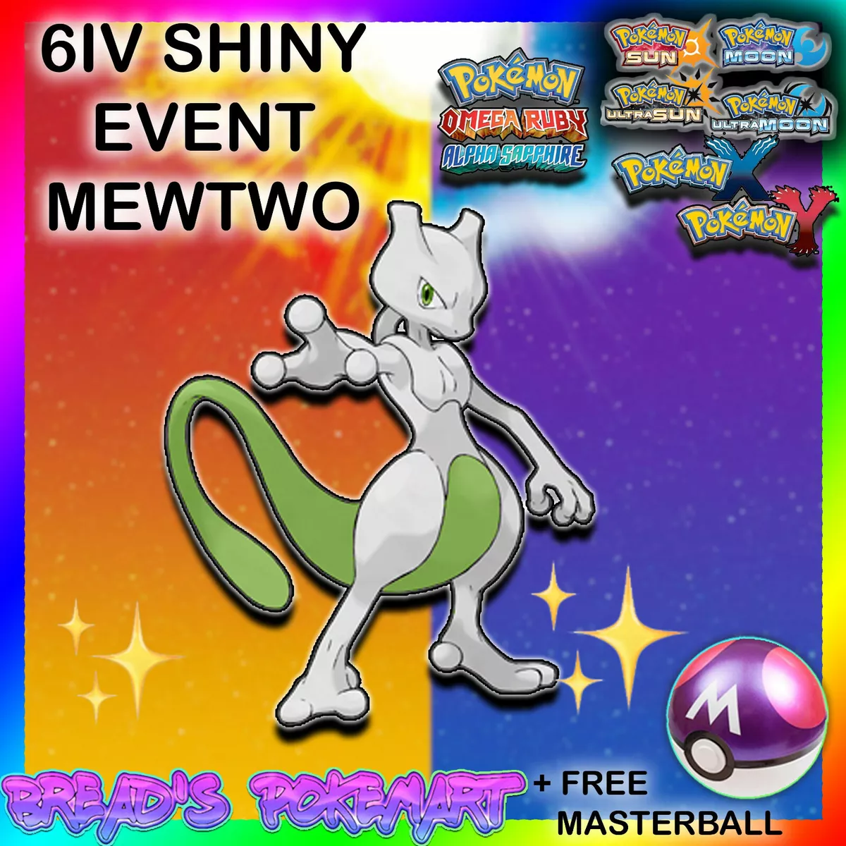 ✨Shiny Mewtwo 6IV Event✨ Pokemon XY ORAS Ultra Sun & Moon 3DS 🚀Fast Trade🚀