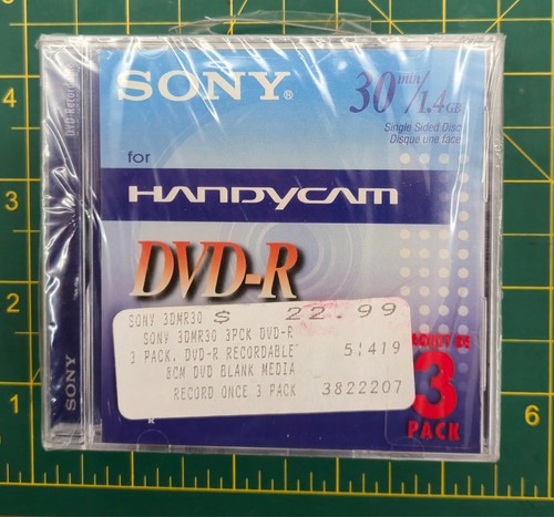 Neue Sony Handycam 1,4GB 60 Minuten einseitig DVD-R 3er Pack in Jewel Cases