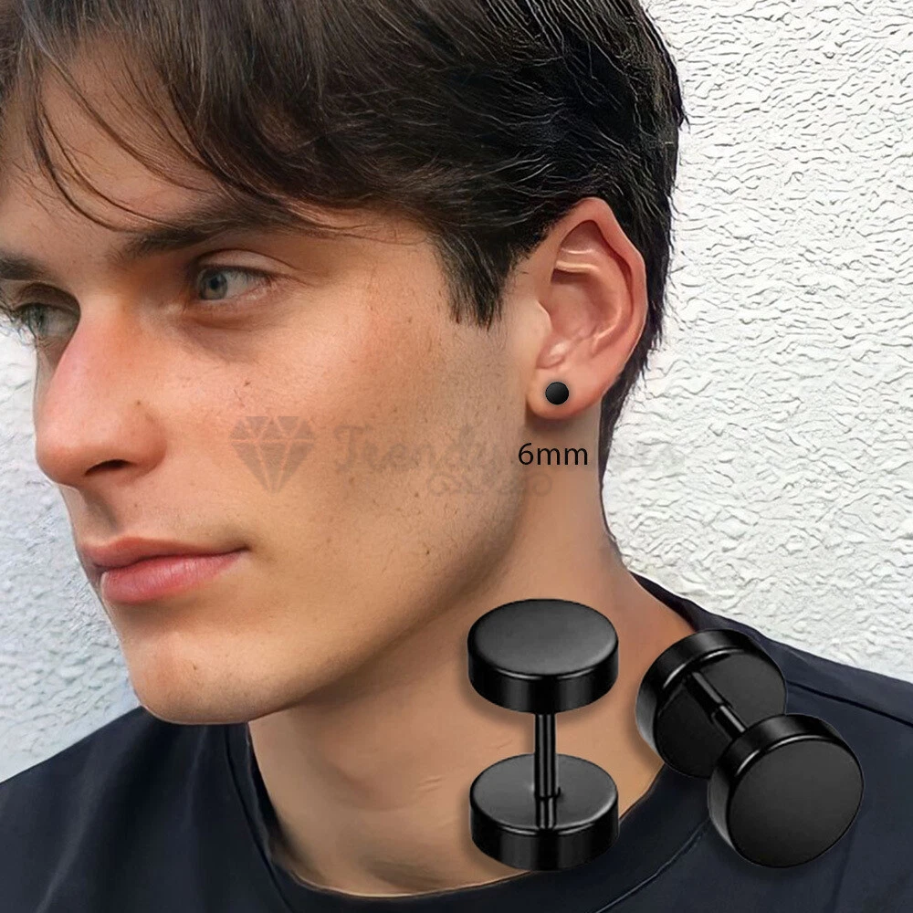 6mm black sale stud earrings