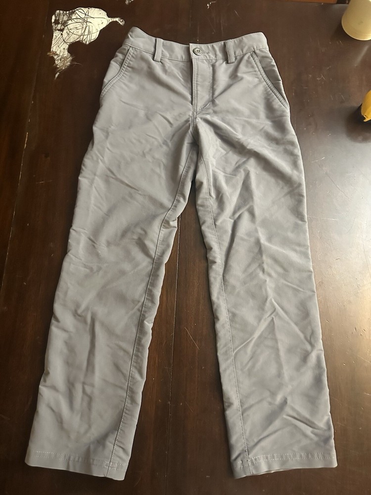 Under Armour Match Play Youth Boys Gray Golf Pants Size Small Straight Leg Fit  