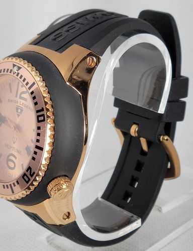 SWISS LEGEND NEPTUNE 46 mm para hombre tono oro rosa resistente al agua 10 cajeros automáticos saphitex - Imagen 8 de 17