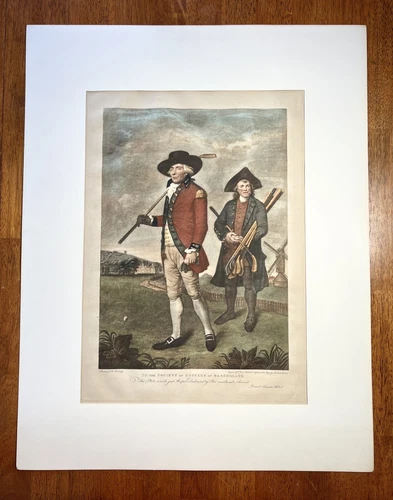 Large Antique Colored Engraving Of Blackheath Golfers Golf