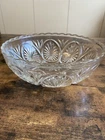 Scalloped Anchor Hocking Medallion Glass Serving Bowl 8" Vintage Dessert Salad
