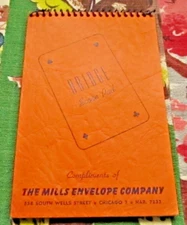 Vintage 1945 Mills Envelope Co Bridge Score note Pad