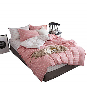ZHIMIAN Bedding Reversible 3 Piece Striped Print Duvet Cover Set with Zipper + 2 ZHIMIAN Bedding Reversible 3 Piece Striped Print Duvet Cover Set with Zipper + 2