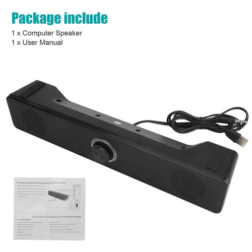 Stereo Bass Sound Computer Speakers 3.5mm USB Wired Soundbar for Desktop - Picture 9 of 9