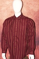 Brooks Brothers Men's Burgundy Red Striped Dress Shirt LARGE Long Sleeve