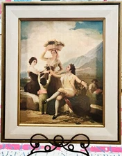 VTG Framed Chromolithograph Francisco Goya The Harvest Museo del Prado Madrid