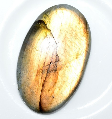 Cabochon ovale labradorite naturale 38,42 CTS 37x22 mm pietra preziosa sfusa non trattata - Foto 8 di 9