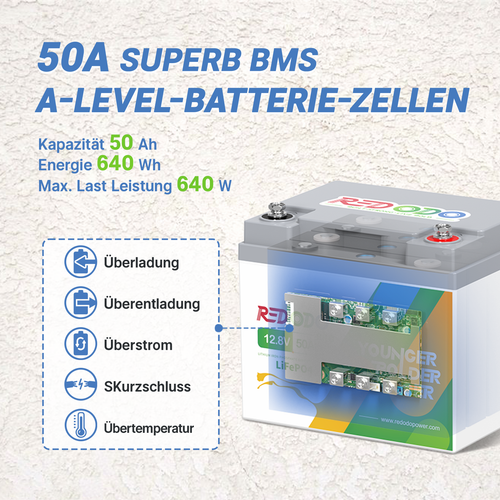 12V 50Ah 100Ah 200Ah 24V 100Ah LiFePO4 Lithium Batterie für Solar Wohnmobil Boot - Afbeelding 16 van 94
