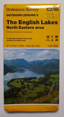 English Lakes North Eastern Area Ordnance Survey 2 1/2 Inch to a mile map - 1989