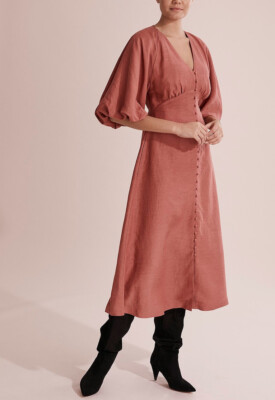 midi dress with sleeves women Floral Silk Midi Dress with Sheer Long Sleeves Silk Dresses for Women