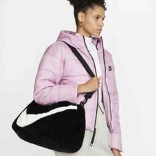 Nike Sportswear Faux Fur Tote Bag For Women Black Dq5804-010 Brand New