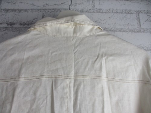Tahari Arthur S Levine womens shirt dress off white 12 short sleeve linen mix - Picture 10 of 12