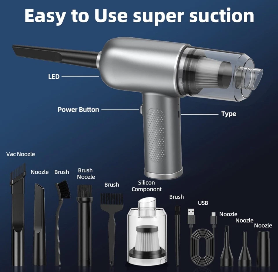 Compressed Air Duster with Air Blower 100000RPM Vacuum Cleaner and Air Duster - Image 3 of 4