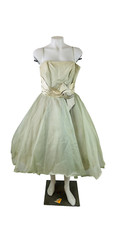 Vintage 50s Tulle Chiffon Satin Floral Cupcake Dress Womens Small Princess Prom