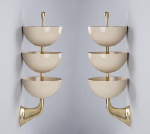Mid Century Wall Light Lamps Fixture 3 Arm Rare Sconces Italian Stilnovo Style - Picture 7 of 9