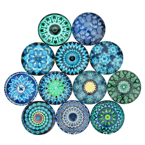 10 Mix Flat Back Time Gem Flower Pattern Cabochon Glass Cameo Round For Crafts - Picture 3 of 4