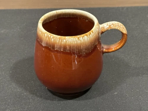 McCoy Round Handle Mugs Cups Brown Drip Glazed Rolly Poly POTTERY USA 7025