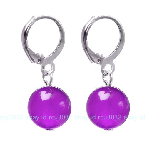 Pendientes colgantes de gancho de plata de piedras preciosas naturales multicolores de 6/8/10/12 mm - Imagen 12 de 31