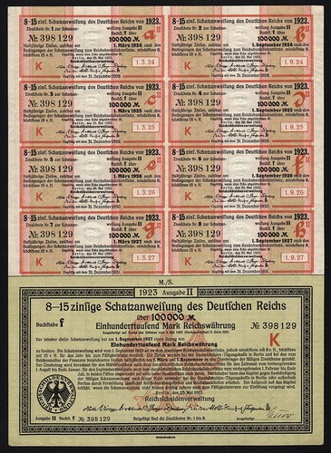 1923 Berlin Deutschland: 100.000 Mark Schatzanleihe - Bild 1 von 3