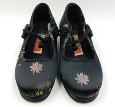 VINTAGE ORIENTAL CHINESE WOMEN'S WEDGE HEEL KNOT TIE SHOES SIZE 6.5 US - 4.5 UK
