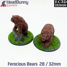 Ferocious Bears (x2) UNPAINTED Miniature Fantasy EC3D Wargames DnD Miniature RPG
