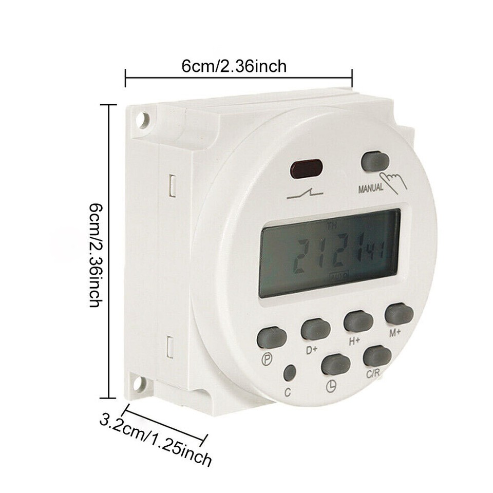 DC 12V 16A LCD Digital Timer Switch Electronic Power Programmable Time ...