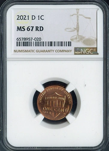 2021 D LINCOLN SHIELD CENT NGC MS67 RED QUALITY