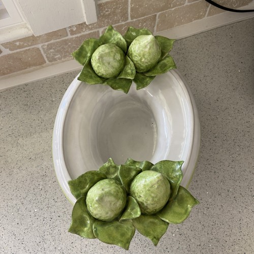 Fortunata Pottery Fine Italian Ceramics jardiniere Planter With Limes Leaves - Picture 6 of 16
