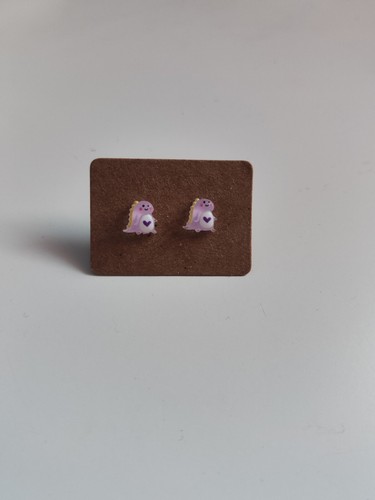 Small Purple Dinosaur Stud Earrings - 第 1/2 張圖片