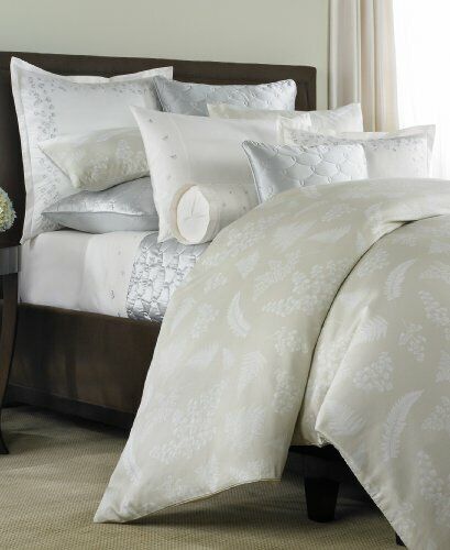 $1137 NEW Barbara Barry 6 PC SET Fern Hill Duvet Sheet Sham Ivory Green KING - Picture 13 of 15