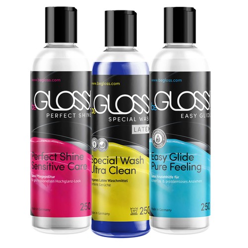 Latex Pflege SET 3 mal 250ML Latex Politur Latex Anziehhilfe & Latex Waschmittel - Bild 1 von 10