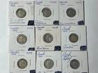 SILVER Canada Dimes Lot Of 9 Different 1928-1947 80% Silver Maple Leaf See Pics