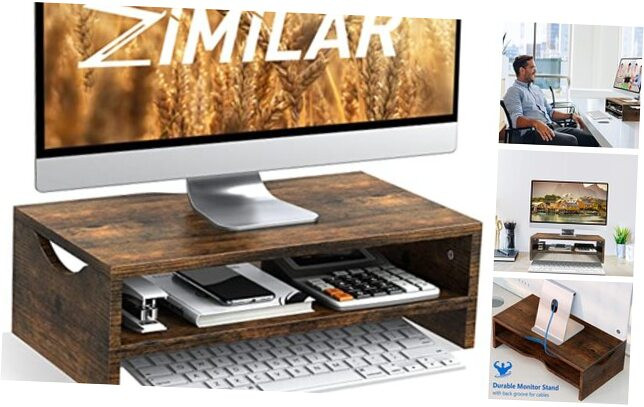 Rust Brown 2-Tier Monitor Stand Riser for Laptop and PC-image