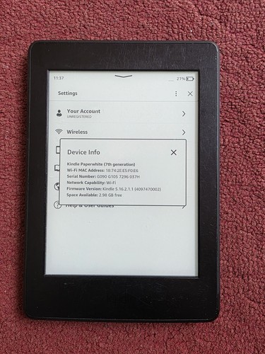 Kindle Paperwhite 3, 7th Gen, 4GB, WIFI, DP75SDI - Black *POOR CONDITION* (255) - Afbeelding 2 van 10