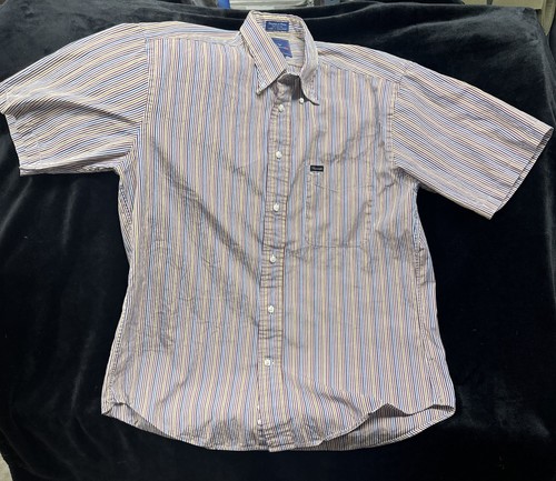 Faconnable Striped Cotton Short Sleeve Shirt Size Med  Made In Hong Kong France - Picture 1 of 7