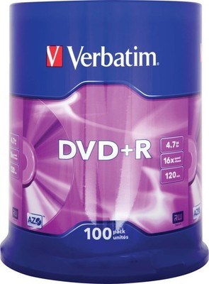 Verbatim DVD+R 4.7GB/120Min/16x 43551 (VE100 Blu-ray-Rohlinge DVD+R