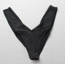 Skims Women's Fits Everybody Dipped Front Picot Tanga Panty ZG3 Onyx Small NWT