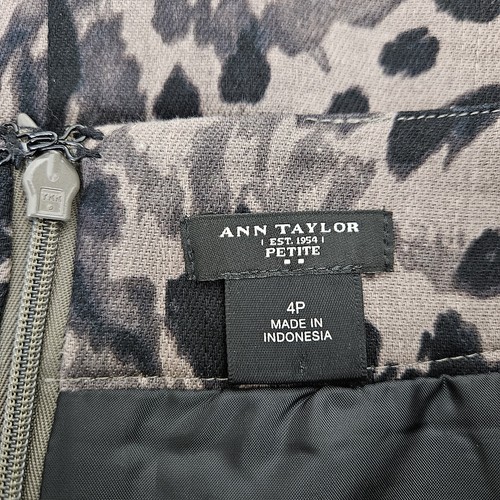 Ann Taylor gerader Bleistiftrock Leopard Tiermotiv Reißverschluss gefüttert zierlich Damen 4P - Bild 5 von 7