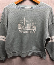 Pink Republic Sweatshirt Size XL Mint Green Manhattan Graphic Waffle Racer Strip