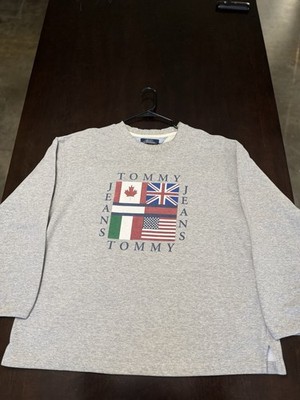 Tommy Jeans Men's Flag Logo Cotton Poly Fleece Crewneck Pullover XL Gray