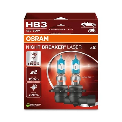 OSRAM NIGHT BREAKER LASER HB3 150% more brightness halogen headlight lamp 9005NL - Image 1 of 4