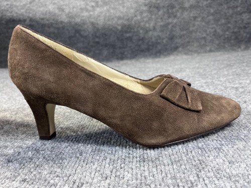 Naturalizer Women Brown Suede Leather High Heel Shoes W/ Bow 8D Dual Action Foam - Picture 5 of 17