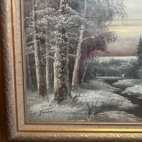 Pintura 3D al óleo vintage trabajo original invierno hora de nieve firmada por Tony - Imagen 7 de 10
