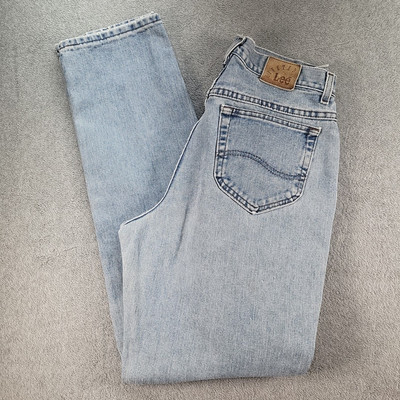 Vintage Lee Riveted Tapered Leg Denim Jeans Women's 12 Long Faded Blue Denim