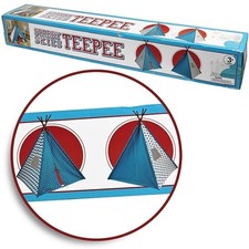 Kids Starry Skies Blue  White Canvas Teepee Play Tent - 63.78 X 48 X 48 Inches