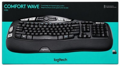 OB Logitech K350 Comfort Wave Wireless Keyboard Black Unifying Receiver