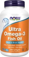 NOW Foods Supplements, Ultra Omega-3 Molecularly Distilled and Enteric Coated, 1