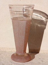 rare ancien VERRE à PASTIS granité rose, à facettes - pas RICARD - anisé anis